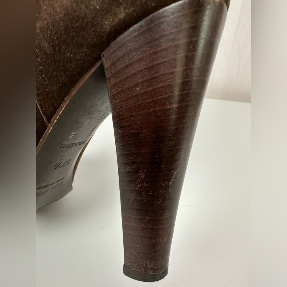 Miu Miu Chocolate Brown Suede Boots Sz 7.5 - Picture 7 of 16
